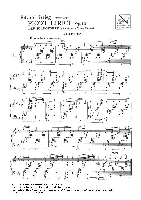 8 Pezzi Lirici Op. 12 - Per Pianoforte - pro klavír